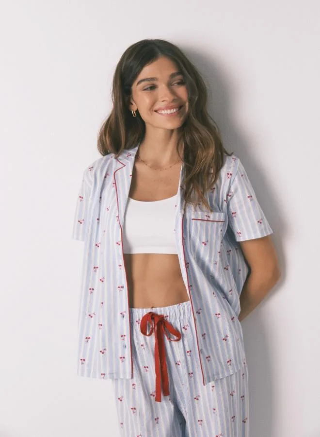 women'secret  Cotton striped cherry print classic pyjamas for Women | Best Price UAE